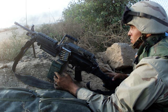 Marine of 1st marine div, in a firefight near palestine hotel, Baghdad..jpg